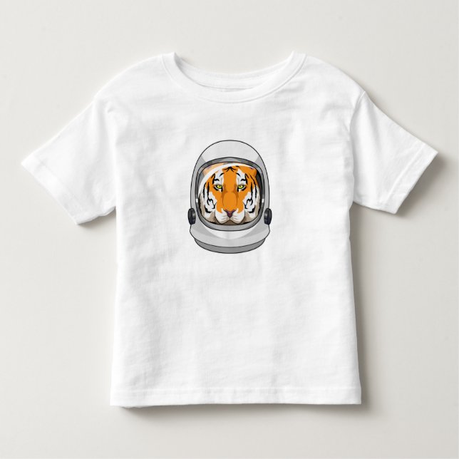Camiseta Infantil Tigre como astronauta com capacete (Frente)