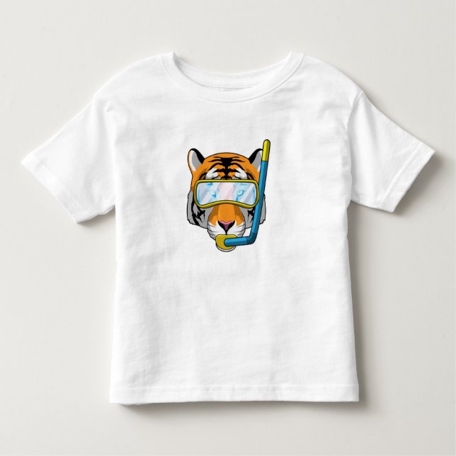 Camiseta Infantil Tigre como mergulhador com Snorkel (Frente)
