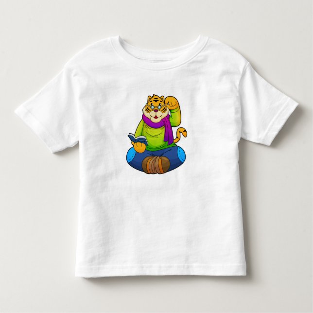 Camiseta Infantil Tigre como Nerd do Livro (Frente)