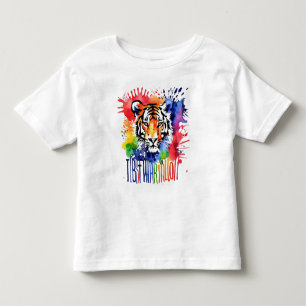 Camiseta Infantil Tigre cor-de-água engraçado