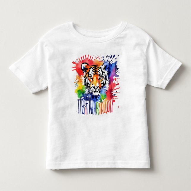 Camiseta Infantil Tigre cor-de-água engraçado (Frente)