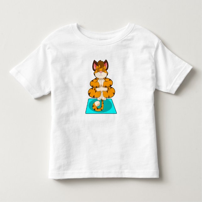 Camiseta Infantil Tigre em Yoga no tapete Yoga (Frente)