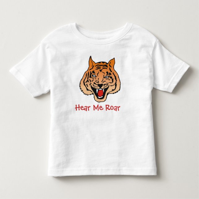 Camiseta Infantil Tigre Gelado T "Ouça-me Roar" Crianças (Frente)