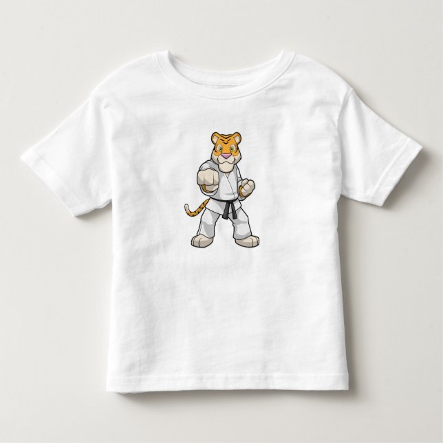 Camiseta Infantil Tigre no Karate das Artes Marciais (Frente)