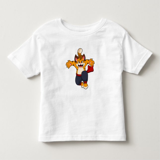 Camiseta Infantil Tigre no Karate das Artes Marciais (Frente)