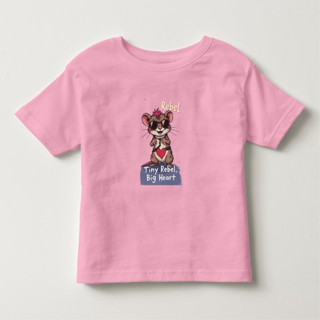 Camiseta Infantil Tiny Rebel Big Heart – Cute Punk Mouse  (Frente)