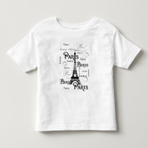 Camiseta Infantil Tipografia Calliografia Paris França Torre Eiffel