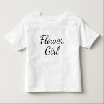 Camiseta Infantil Tipografia de Script de Rapariga Flor em Branco<br><div class="desc">Escrito da Flower Girl em branco puro. Isso seria bonito como uma camisa casual para uma menina de flores de criança vestir para o ensaio de casamento. Talvez adicione umas belas leggings brancas,  um tutu,  calçados brancos de balé e uma banda de cabeça azul ou tiara!</div>