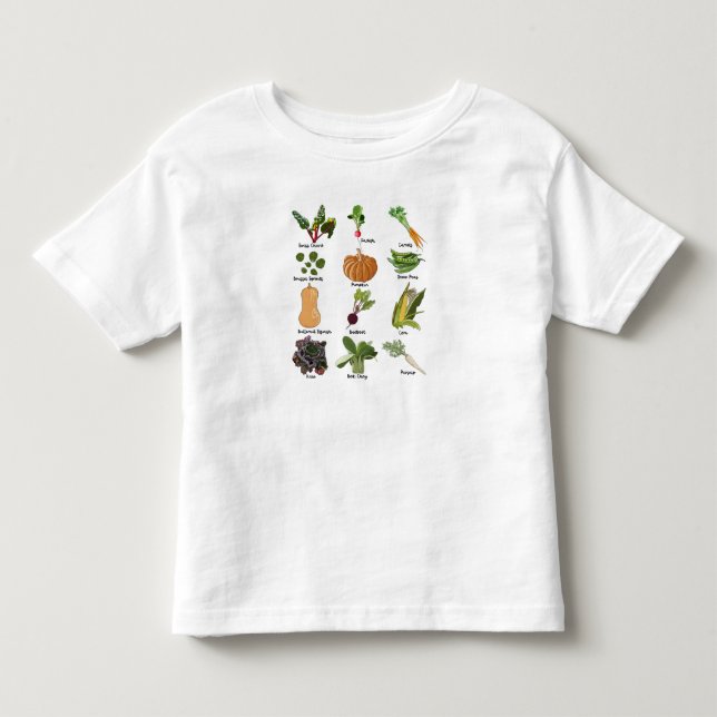 Camiseta Infantil Tipos de Legumes Vegetais de Outono (Frente)