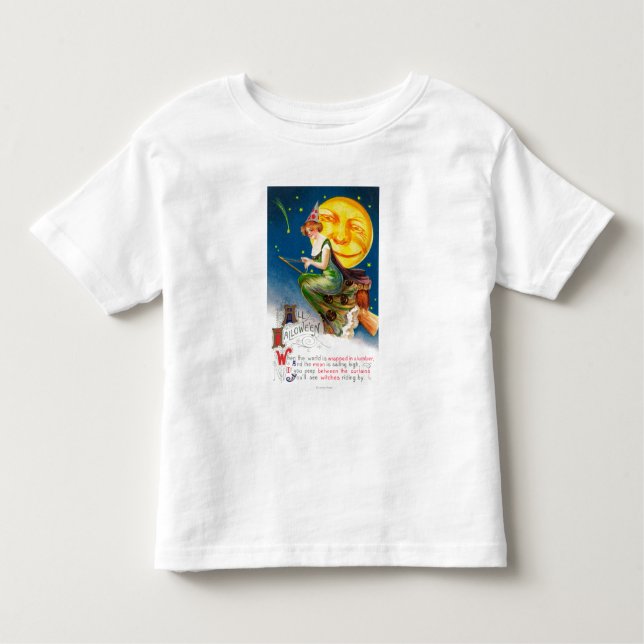 Camiseta Infantil Toda a bruxa do Dia das Bruxas em uma vassoura (Frente)