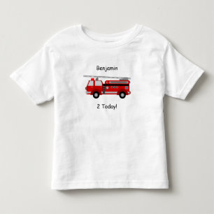 Camiseta Infantil Toddler Fire Truck T-Shirt com Nome e "2 Hoje!"