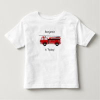Toddler Fire Truck T-Shirt com Nome e "6 Hoje!"