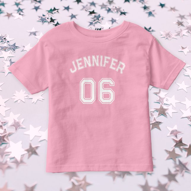 Camiseta Infantil Toddler Girl Name Jersey Número Esportes Algodão R (Toddler Girl Name Jersey Number Sports Pink Cotton Toddler T-shirt)