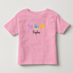 Camiseta Infantil Toddler Girls Watercolor Beach Trio T-Shirt