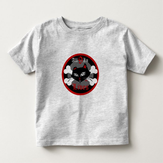 Camiseta Infantil Toddler Mau Gatinho para Meninos 9 Vive (Frente)