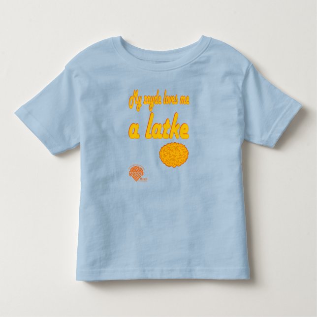 Camiseta Infantil Toddlers' Hanukkah Shirt - "Zayde loves me a latke (Frente)
