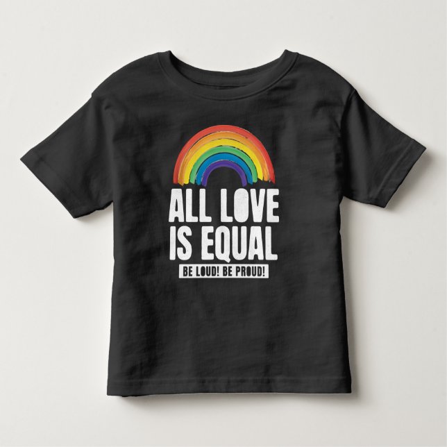 Camiseta Infantil Todo Amor é Orgulho Igual LGBT Direitos Iguais Arc (Frente)