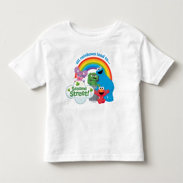 Camiseta Infantil Todos os arco-íris levam à Rua Sésamo (Frente)