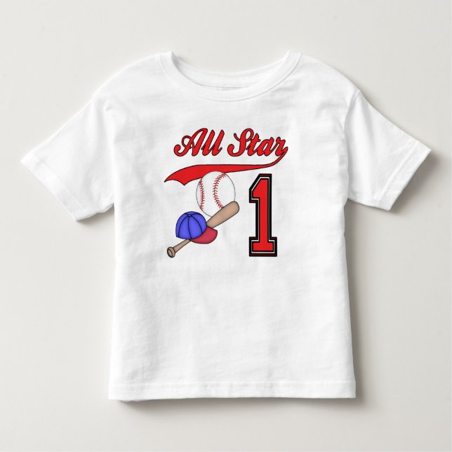 Camiseta Infantil Todos os primeiros aniversarios Star Baseball (Frente)
