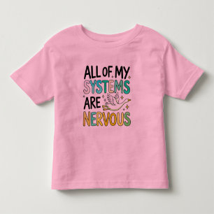 Camiseta Infantil Todos os Sistemas Pássaro Engraçado Nervoso
