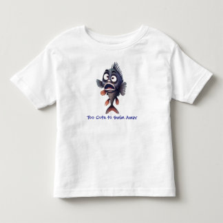 Camiseta Infantil Too Cute to Swim Away – Funny Cartoon Fish Kids 