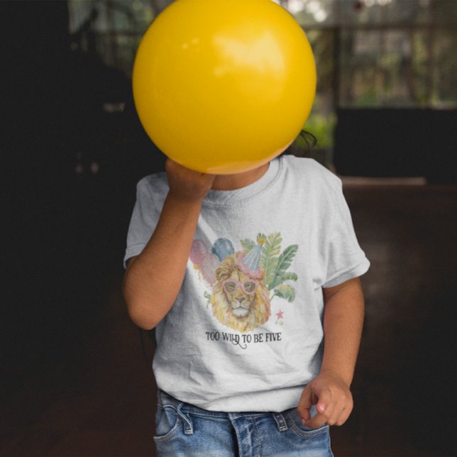 Camiseta Infantil Too Wild to Be Five Lion Jungle Birthday (Criador carregado)