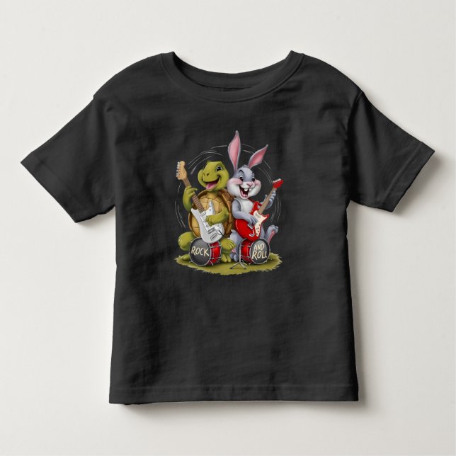 Camiseta Infantil Tortoise e Hare Rock and Roll (Frente)