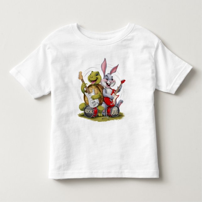 Camiseta Infantil Tortoise e Hare Rock and Roll (Frente)