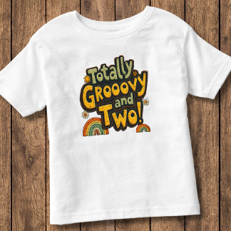Camiseta Infantil Totalmente Groovy e Dois 2º Aniversário