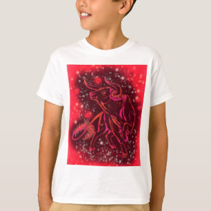Camiseta Infantil Touro Neon Vermelho Incrível Cor