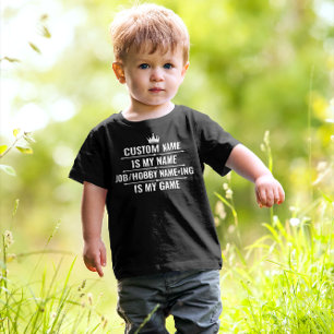 Camiseta Infantil Trabalho Engraçado Personalizado e Nome do Hobby