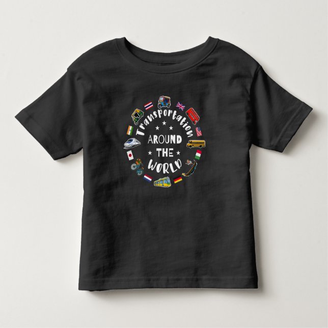 Camiseta Infantil Transportes em todo o mundo (Frente)