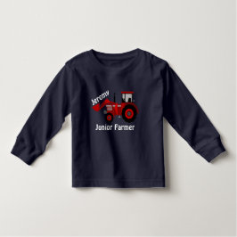 Camiseta Infantil Trator de carga vermelha "Junior Farmer" e "Name"