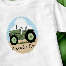 Camiseta Infantil Trator de Fazenda Verde para Crianças Personalizad