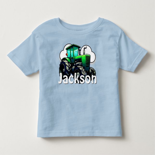 Camiseta Infantil Trator de Fazenda Verde Personalizado (Frente)