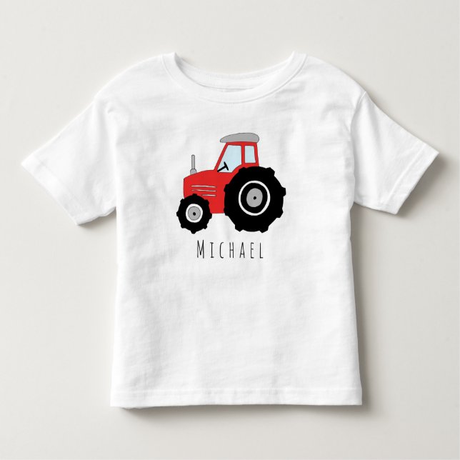 Camiseta Infantil Trator do Red Farmer do Menino Personalizado com N (Frente)