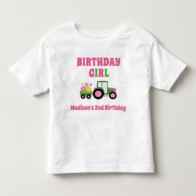 Camiseta Infantil Trator Girl Birthday T-shirt Toddler Kid (Frente)