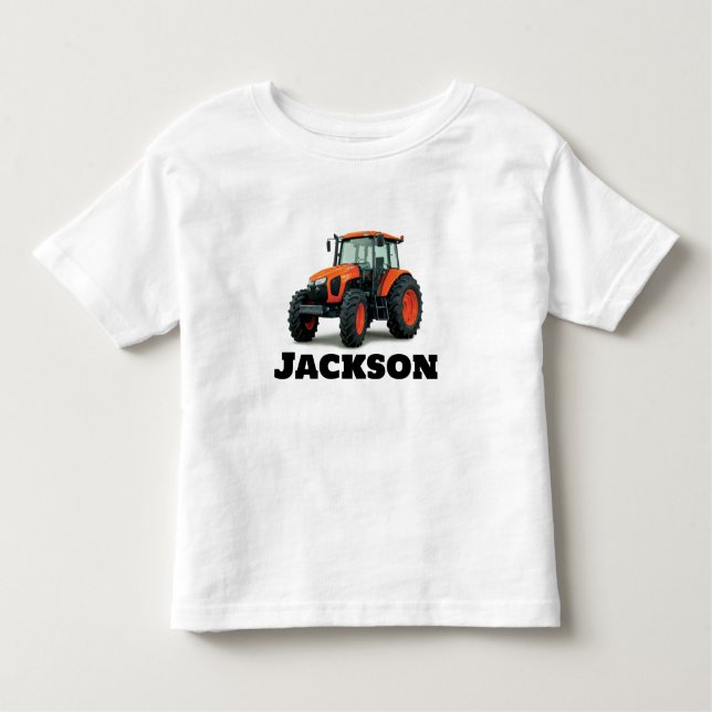Camiseta Infantil Trator Laranja Moderno (Frente)