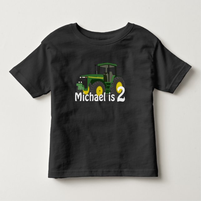 Camiseta Infantil Trator verde personalizado com idade (Frente)