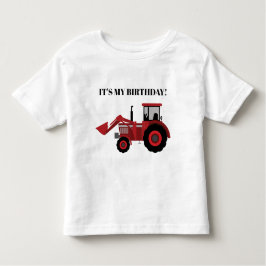 Camiseta Infantil Trator Vermelho É Meu Aniversário Personalizado