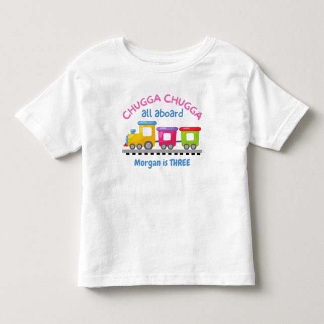 Camiseta Infantil Trem Chugga Choo Cartoon Aniversário para Todas as (Frente)