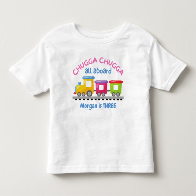 Camiseta Infantil Trem Chugga Choo Tema Cartoon Aniversário para Tod (Frente)