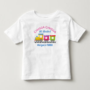 Camiseta Infantil Trem Chugga Choo Tema de Desenho Animado Aniversár