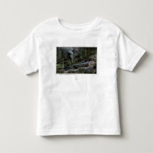 Camiseta Infantil Trem da roda da roda denteada que escala acima