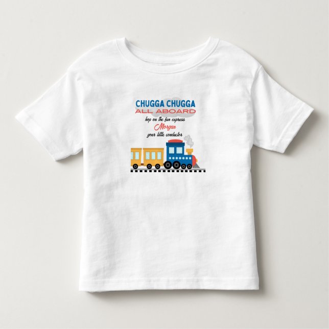 Camiseta Infantil Trem de Desenho Animado Colorido para Aniversário  (Frente)