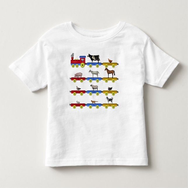Camiseta Infantil Trem do animal de fazenda (Frente)