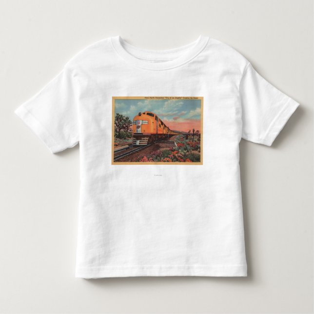 Camiseta Infantil Trem pacífico da união, cidade de L.A. (Frente)