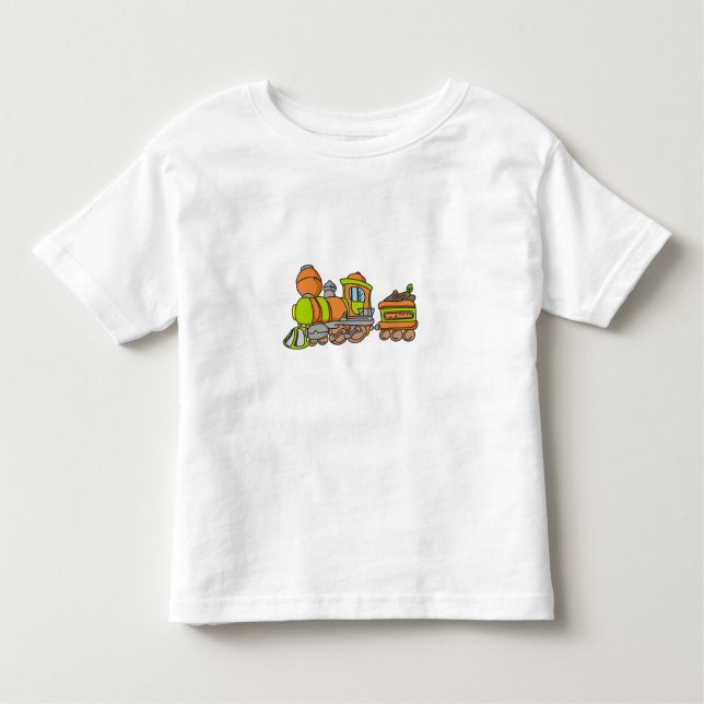 Camiseta Infantil Trem verde e alaranjado (Frente)