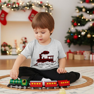 Camiseta Infantil Trem xadrez Feliz Natal