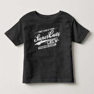 Camiseta Infantil Três anos de ser grupo Supercute (aniversário de